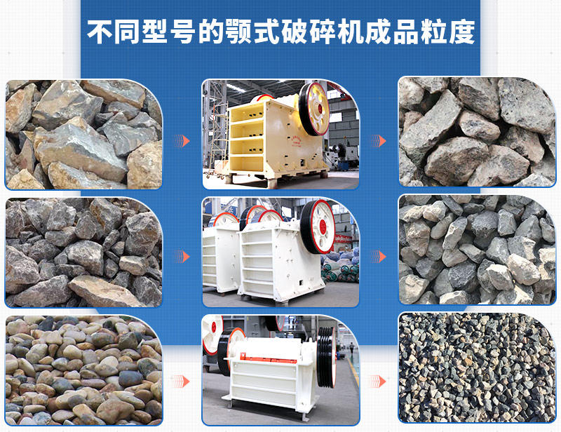 不同型號的鄂破機(jī)破碎成品大小
